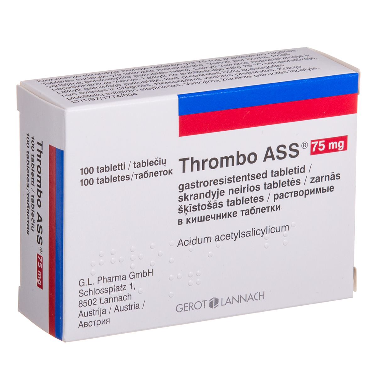 THROMBO ASS, 75 mg, skrandyje neirios tabletės, N100