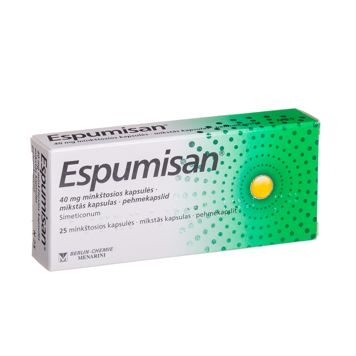 ESPUMISAN, 40 mg, minkštosios kapsulės, N25
