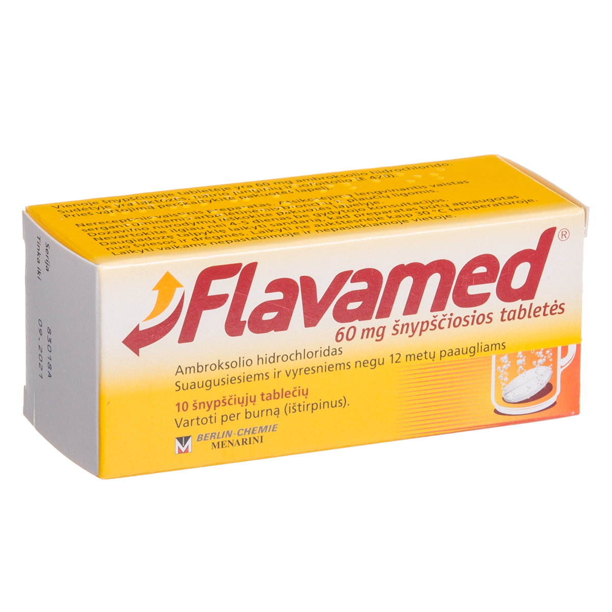 FLAVAMED, 60 mg, šnypščiosios tabletės, N10