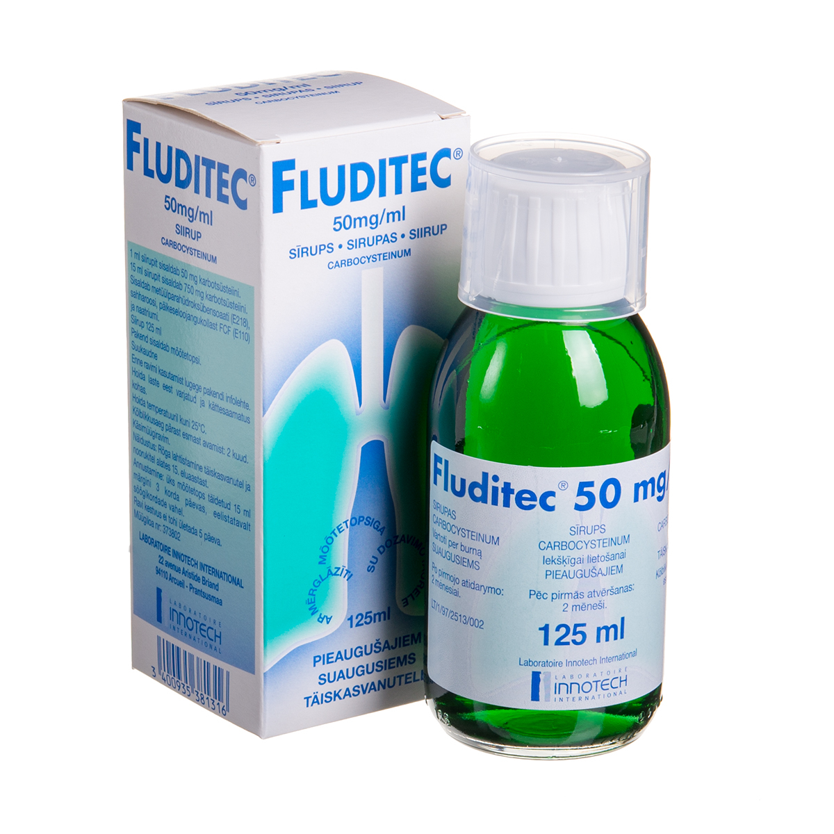 FLUDITEC, 50 mg/ml, sirupas, 125 ml