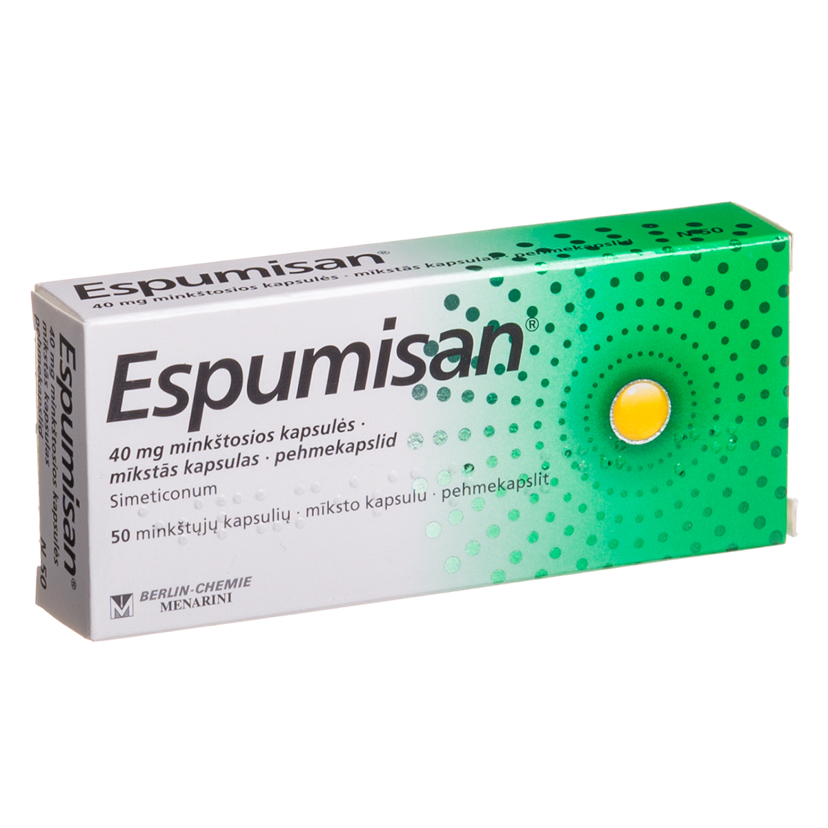 ESPUMISAN, 40 mg, minkštosios kapsulės, N50