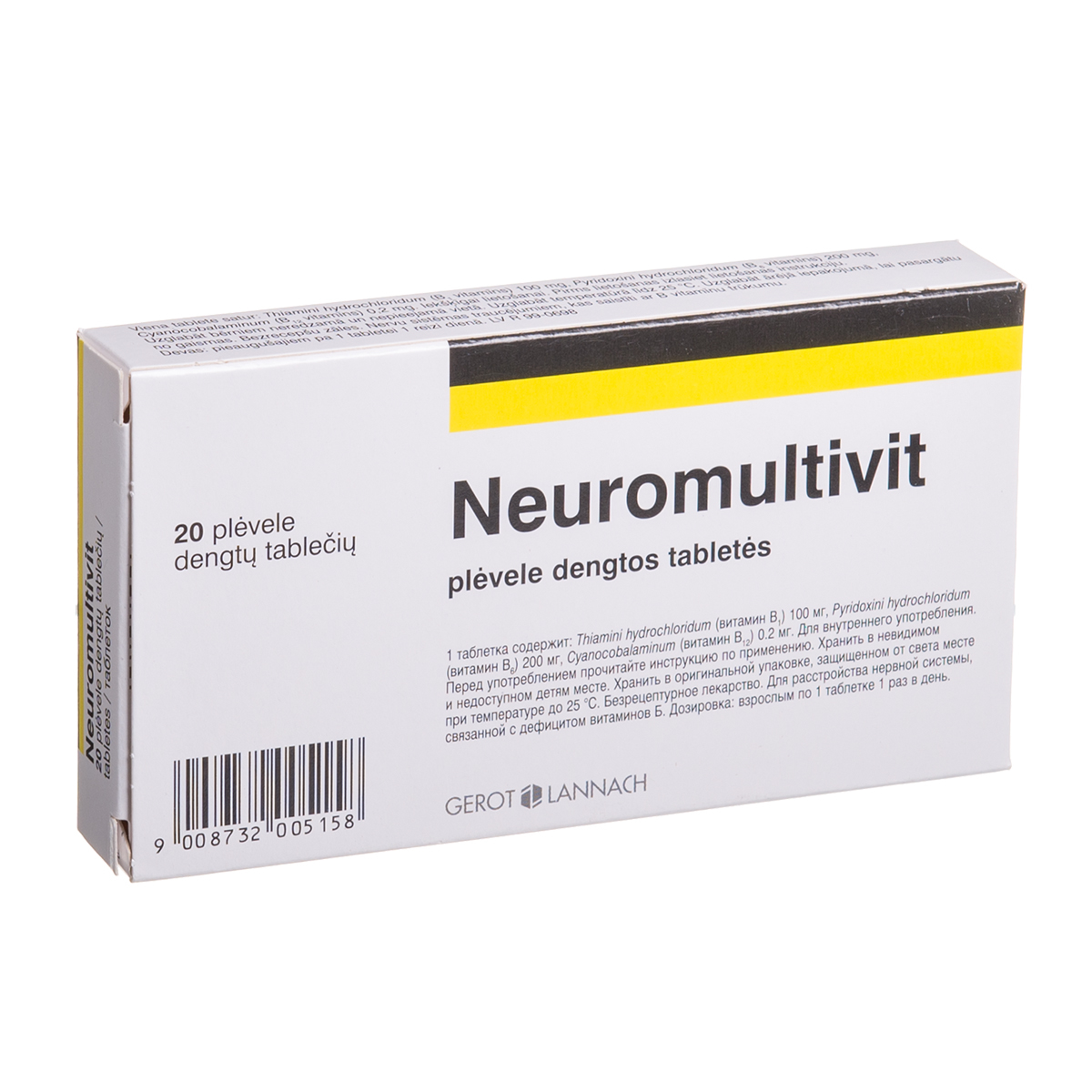 NEUROMULTIVIT, plėvele dengtos tabletės, N20