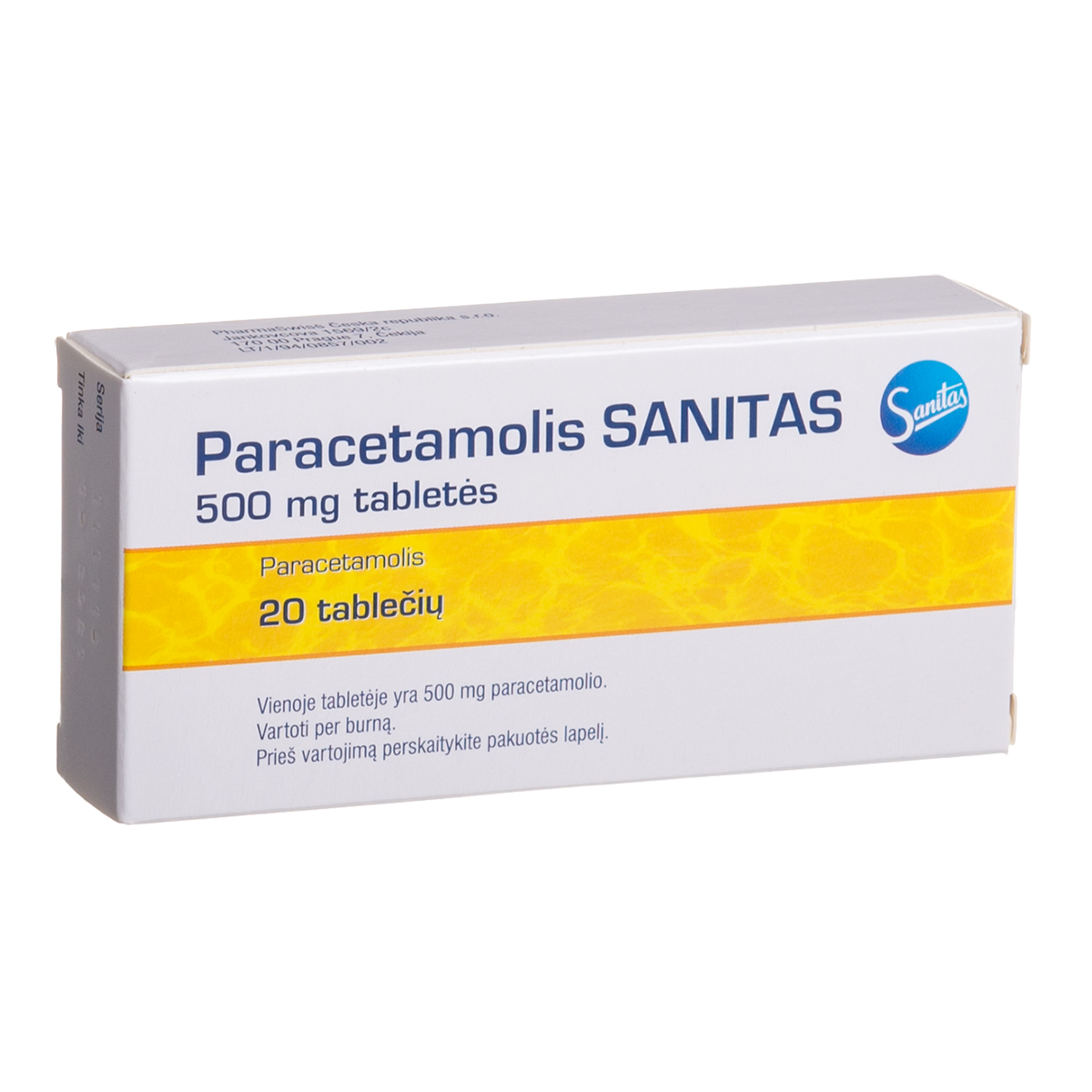 PARACETAMOLIS SANITAS, 500 mg, tabletės, N20