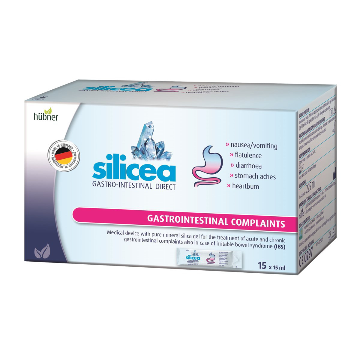 SILICEA GASTRO-INTESTINAL DIRECT, virškinimo sistemos negalavimams gydyti, 15 ml, geriamasis gelis, 15 vnt.