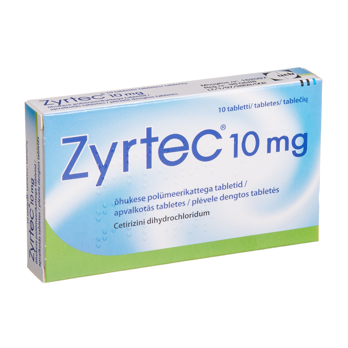 ZYRTEC, 10 mg, plėvele dengtos tabletės, N10