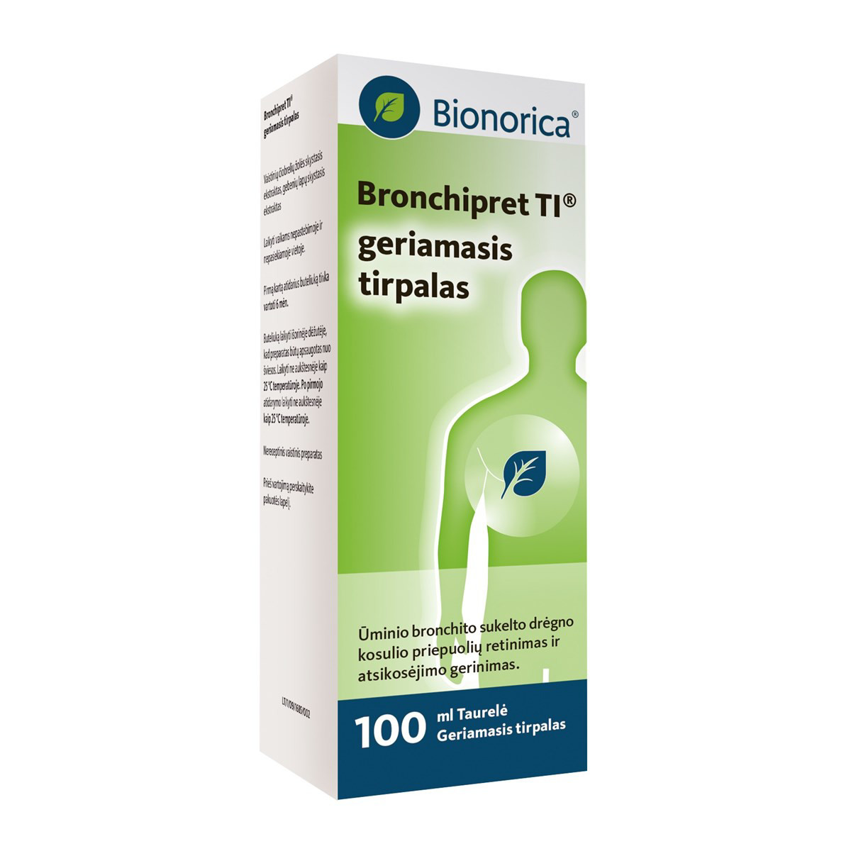 BRONCHIPRET TI, 150 mg/15 mg/g, geriamasis tirpalas, 100 ml ir dozavimo taurelė, N1