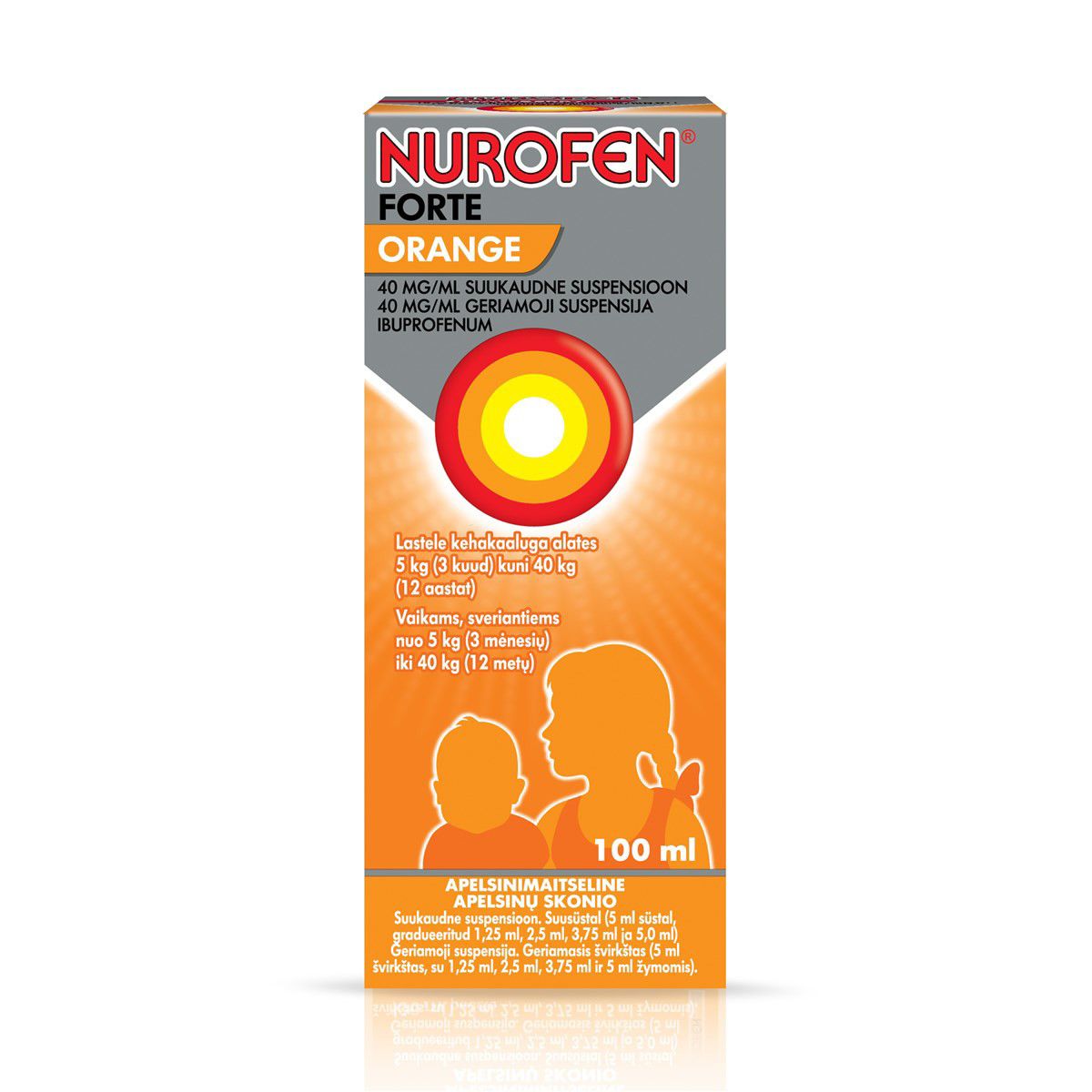 NUROFEN FORTE ORANGE, 40 mg/ml, geriamoji suspensija, 100 ml, N1