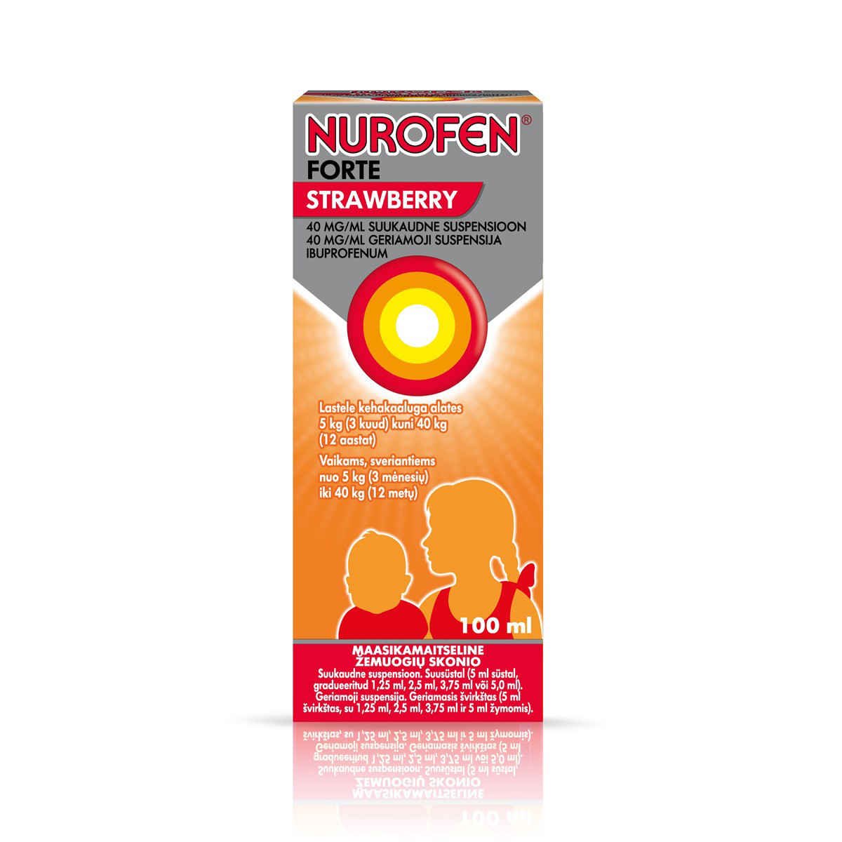 NUROFEN FORTE STRAWBERRY, 40 mg/ml, geriamoji suspensija, 100 ml, N1