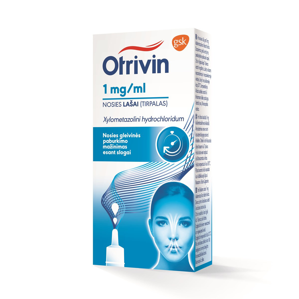 OTRIVIN, 1 mg/ml, nosies lašai (tirpalas), 10 ml