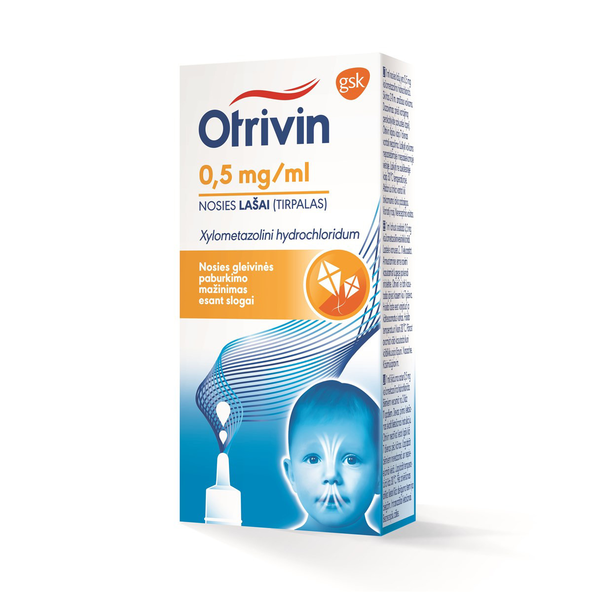 OTRIVIN, 0,5 mg/ml, nosies lašai (tirpalas), 10 ml