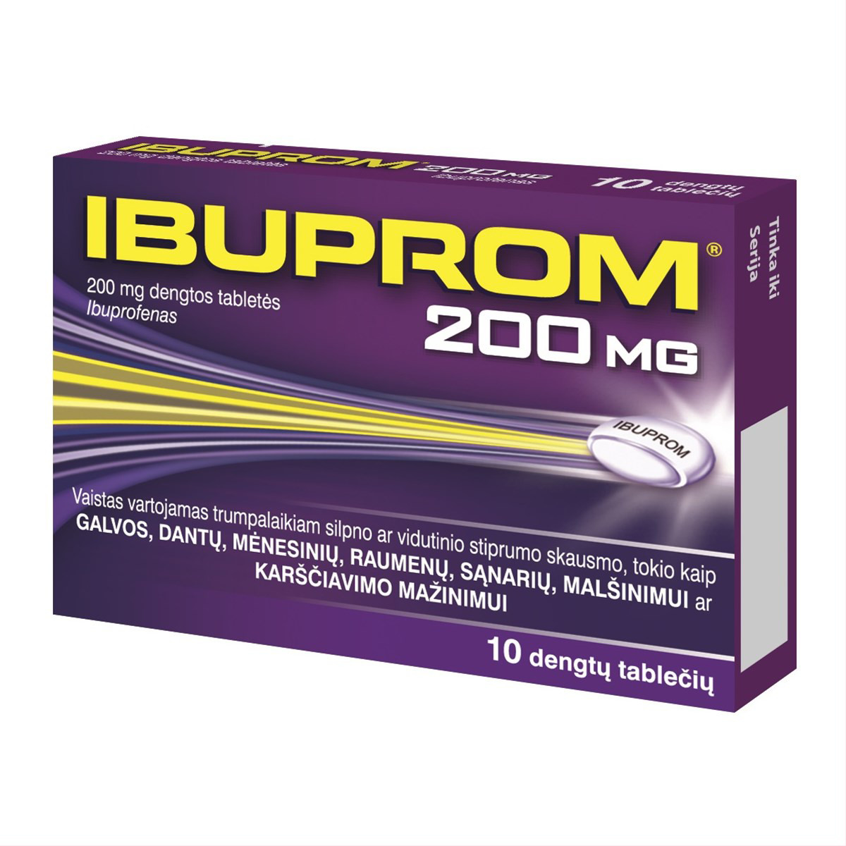 IBUPROM, 200 mg, dengtos tabletės, N10