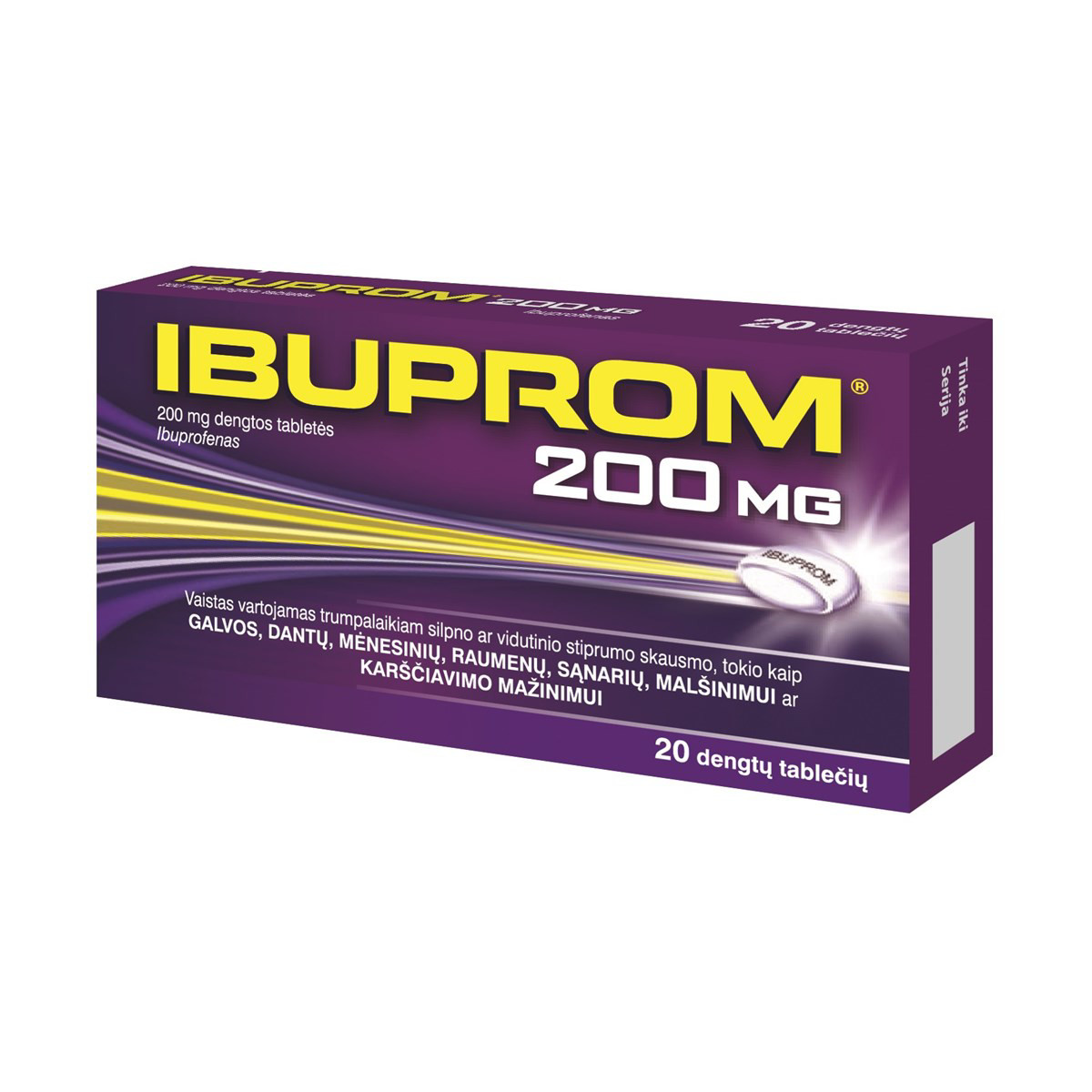 IBUPROM, 200 mg, dengtos tabletės, N20