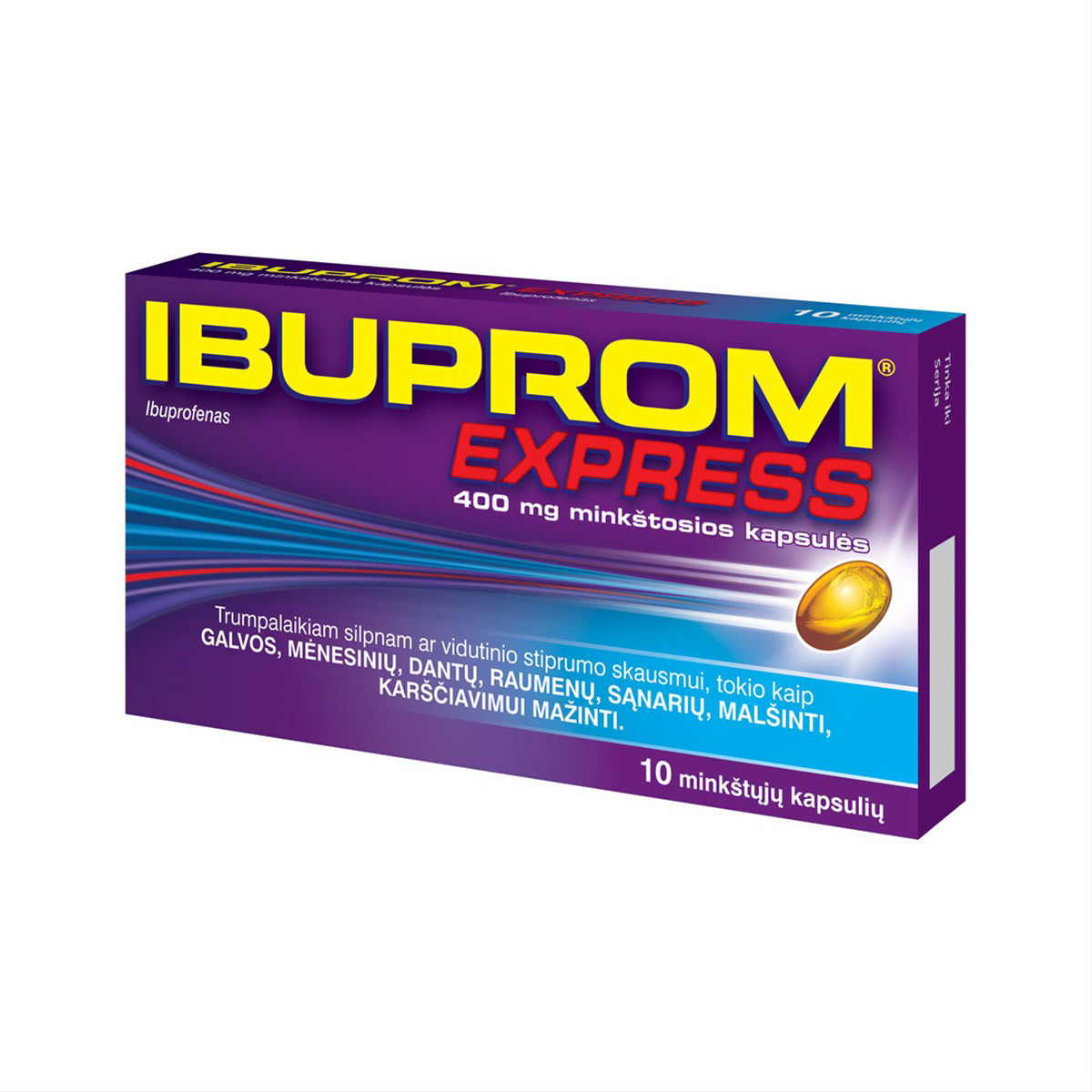 IBUPROM EXPRESS, 400 mg, minkštosios kapsulės, N10