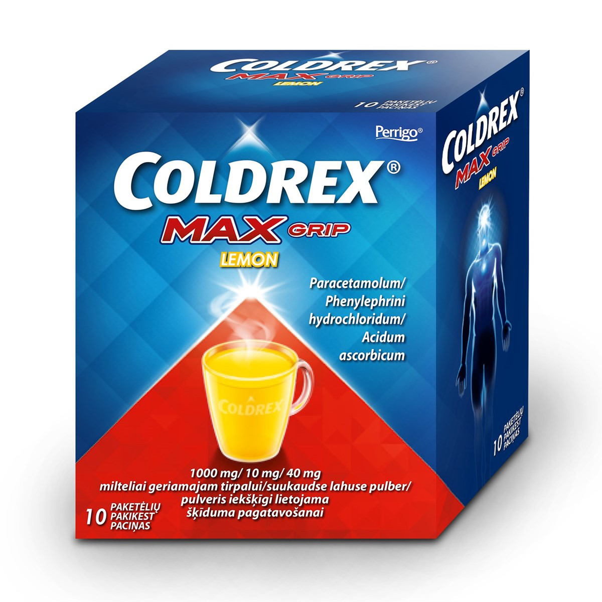 COLDREX MAXGRIP LEMON, 1000 mg/10 mg/40 mg, milteliai geriamajam tirpalui, N10