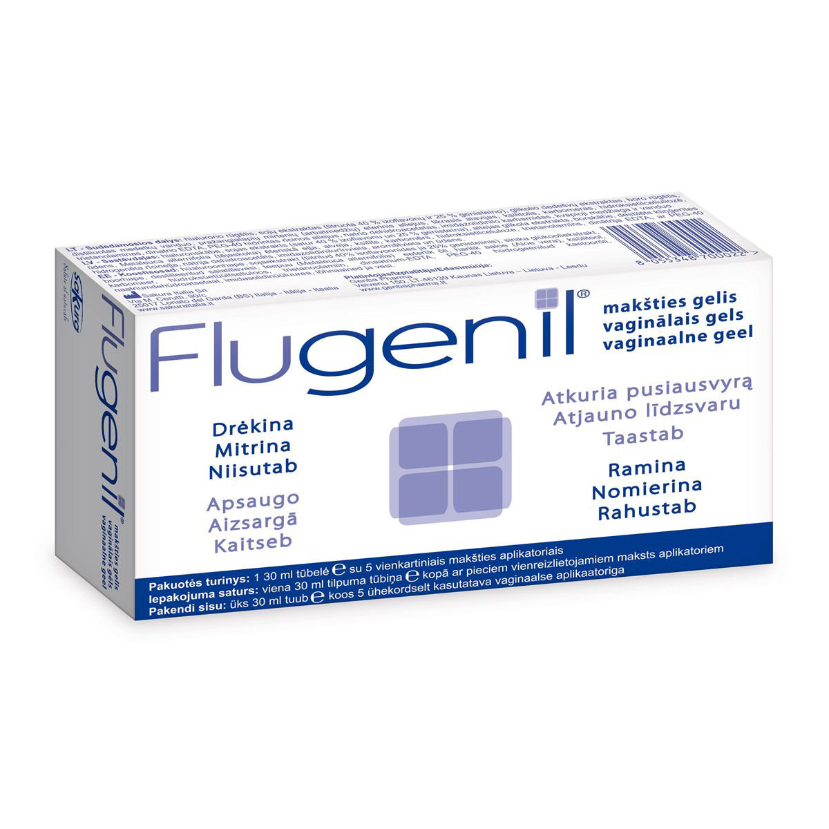 FLUGENIL, makšties gelis su 5 aplikatoriais, 30 ml