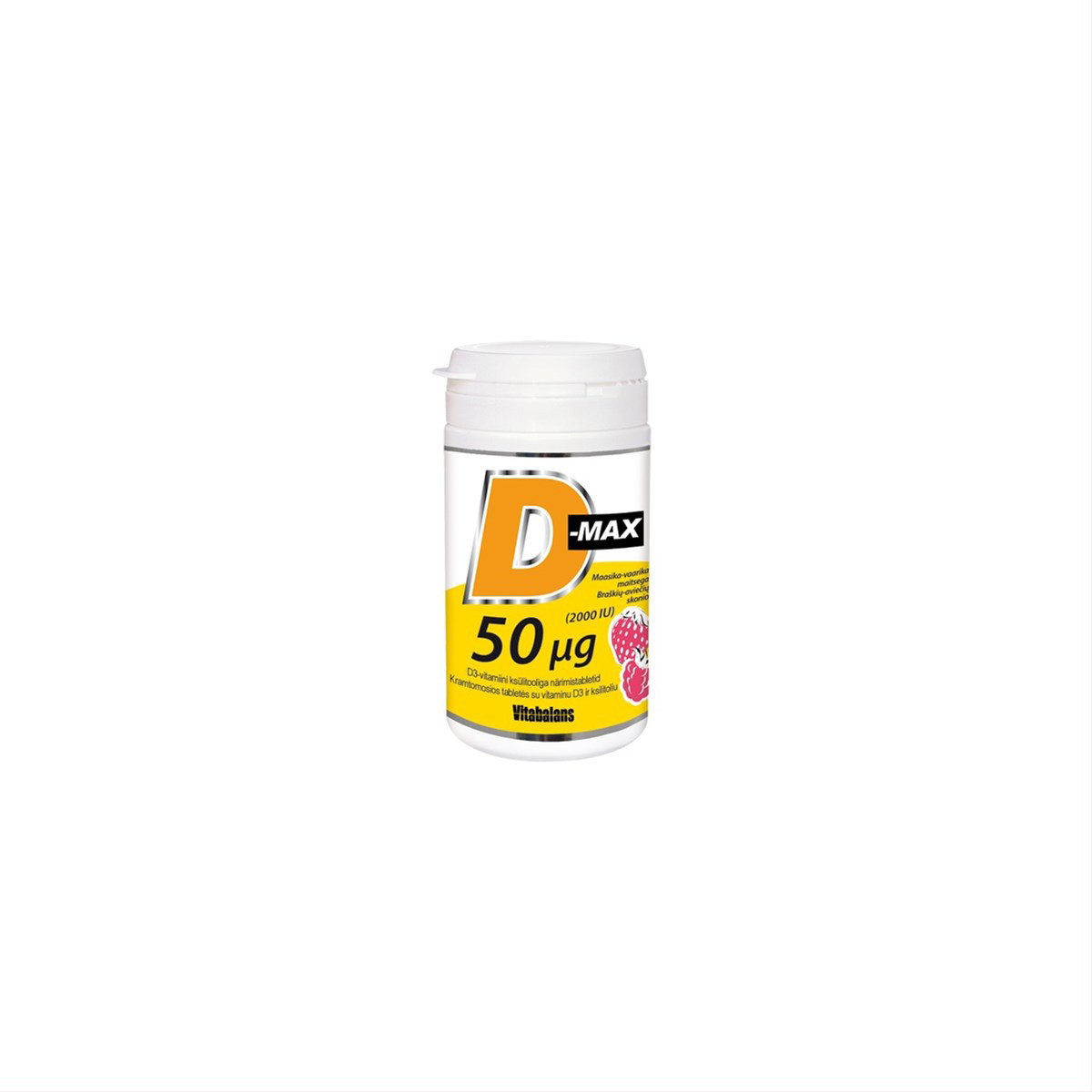 D-MAX, 50 mcg, 90 kramtomųjų tablečių