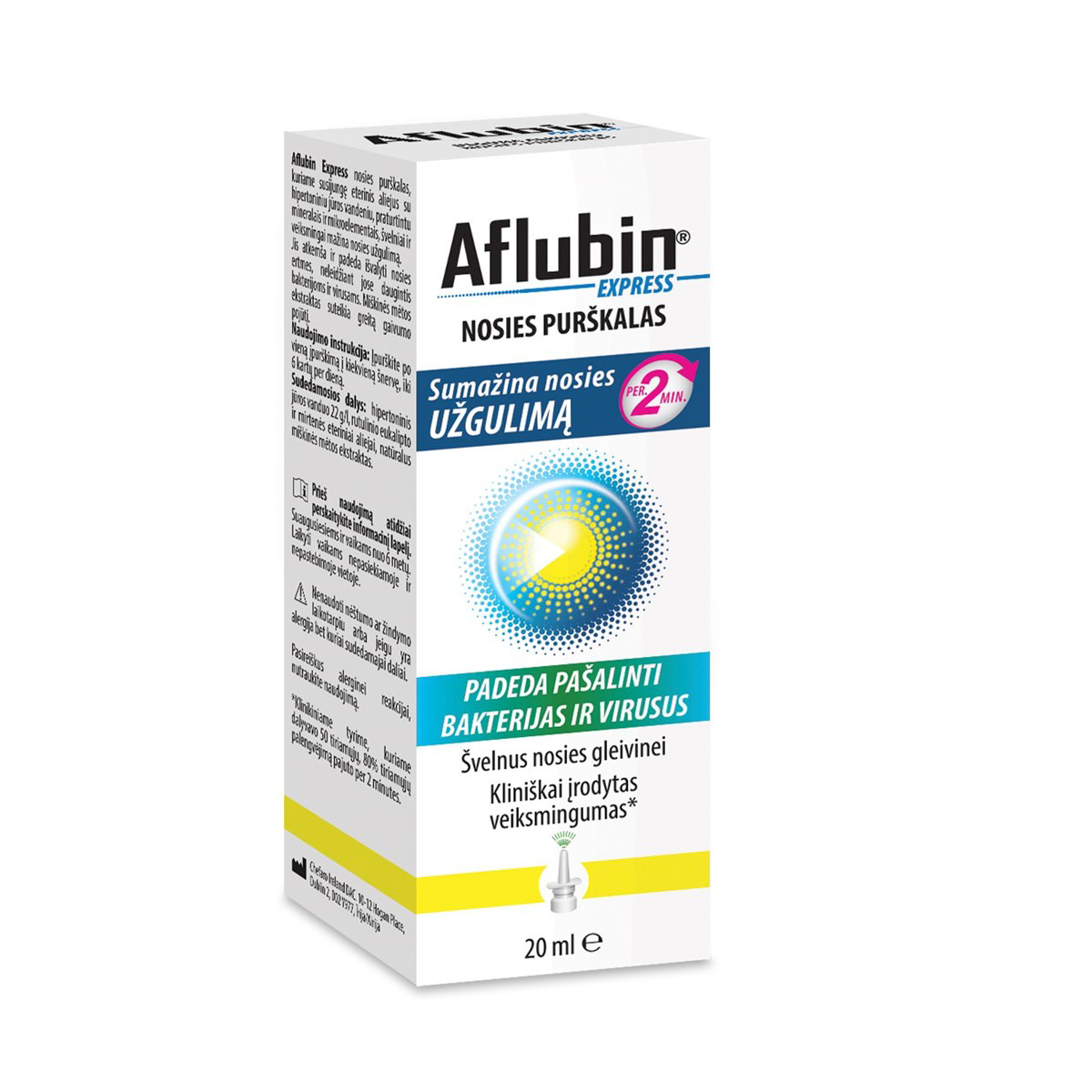 AFLUBIN EXPRESS, nosies purškalas, 20 ml