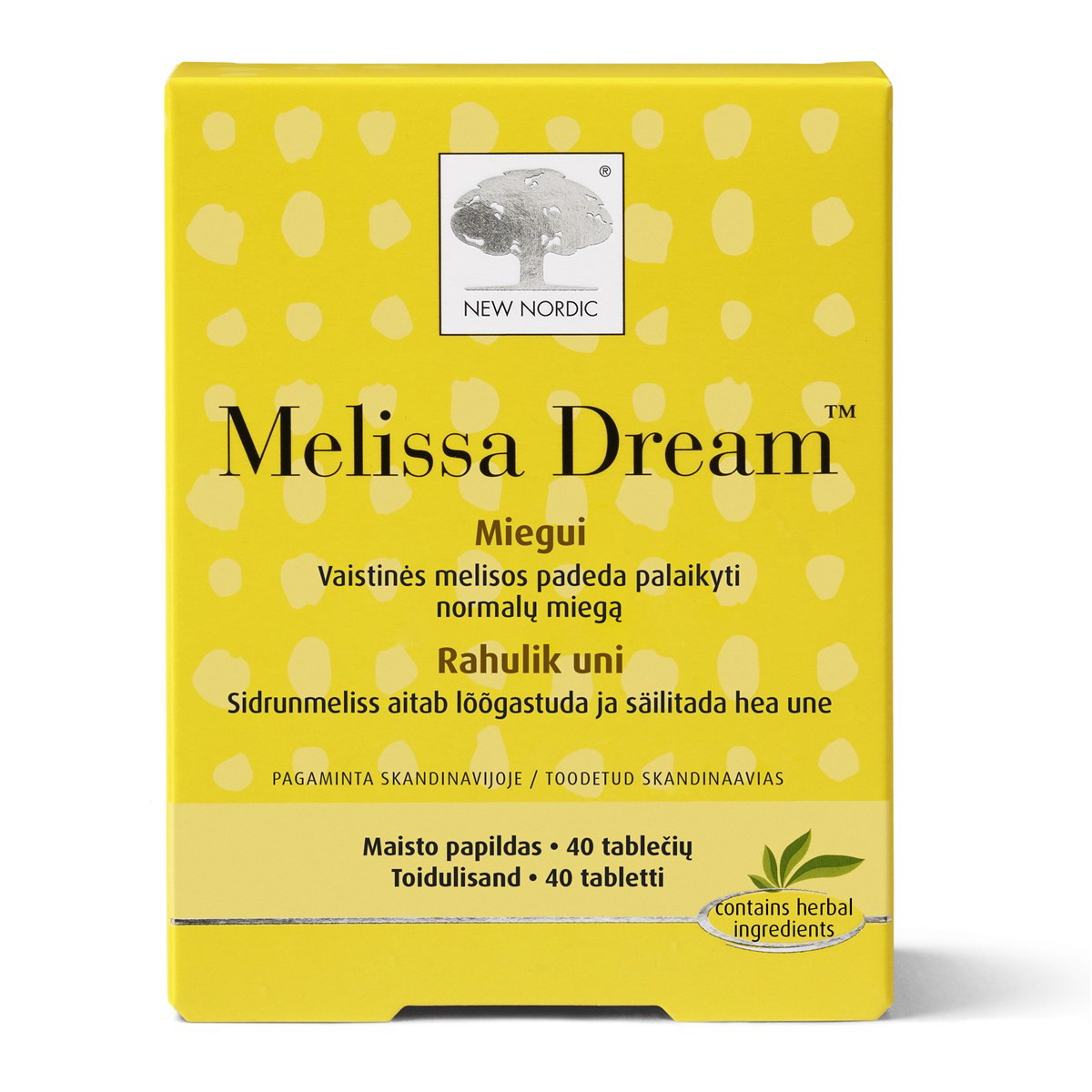 NEW NORDIC MELISSA DREAM, 40 tablečių