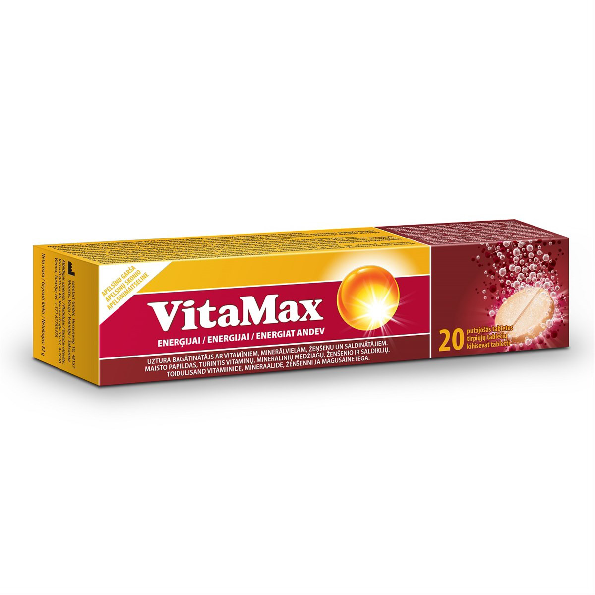 VITAMAX, tirpiosios tabletės, apelsinų skonio, 20 vnt.