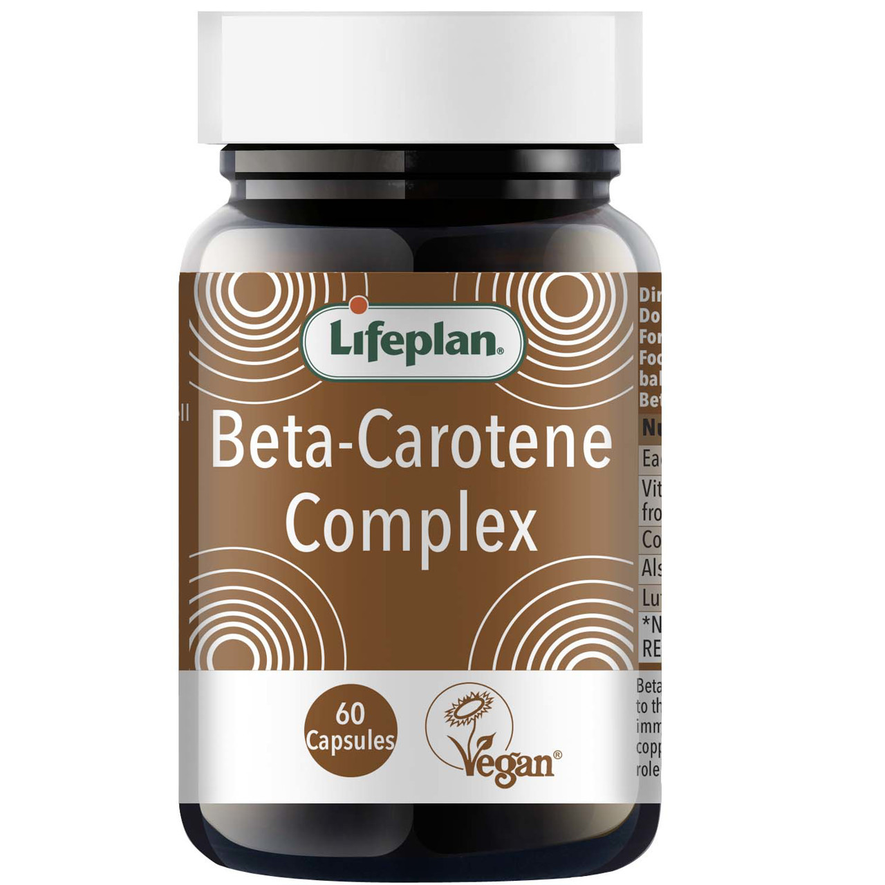 LIFEPLAN BETA CAROTENE COMPLEX, beta karoteno vario ir liuteino kompleksas, 60 kapsulių