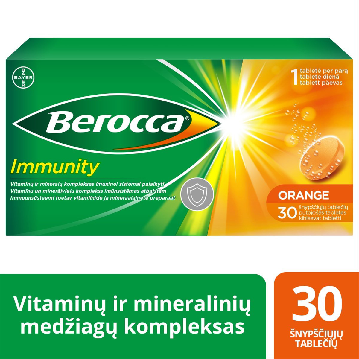 BEROCCA IMMUNITY, šnypščiosios tabletės, N30