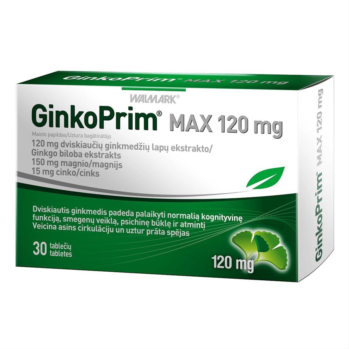 WALMARK GINKOPRIM MAX, 120 mg, 30 tablečių