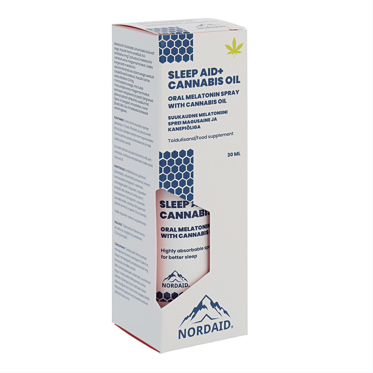 NORDAID SLEEP AID+CANNABIS OIL, 1mg, purškiamas maisto papildas, 30ml, 200 papurškimų