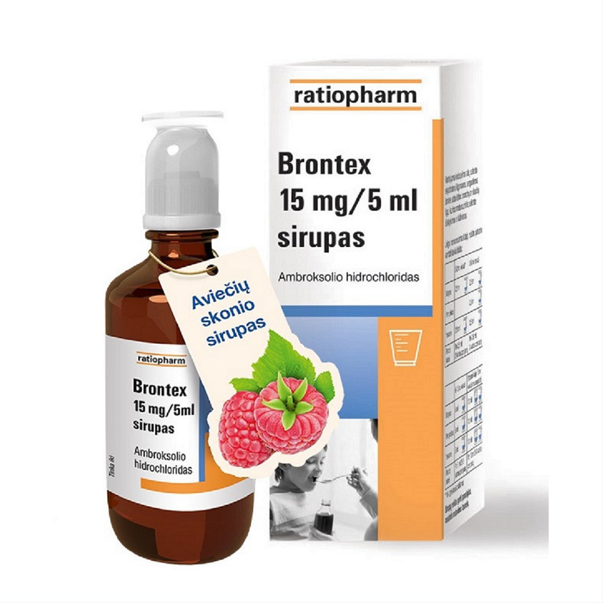 BRONTEX, 15 mg/5 ml, sirupas, 100 ml