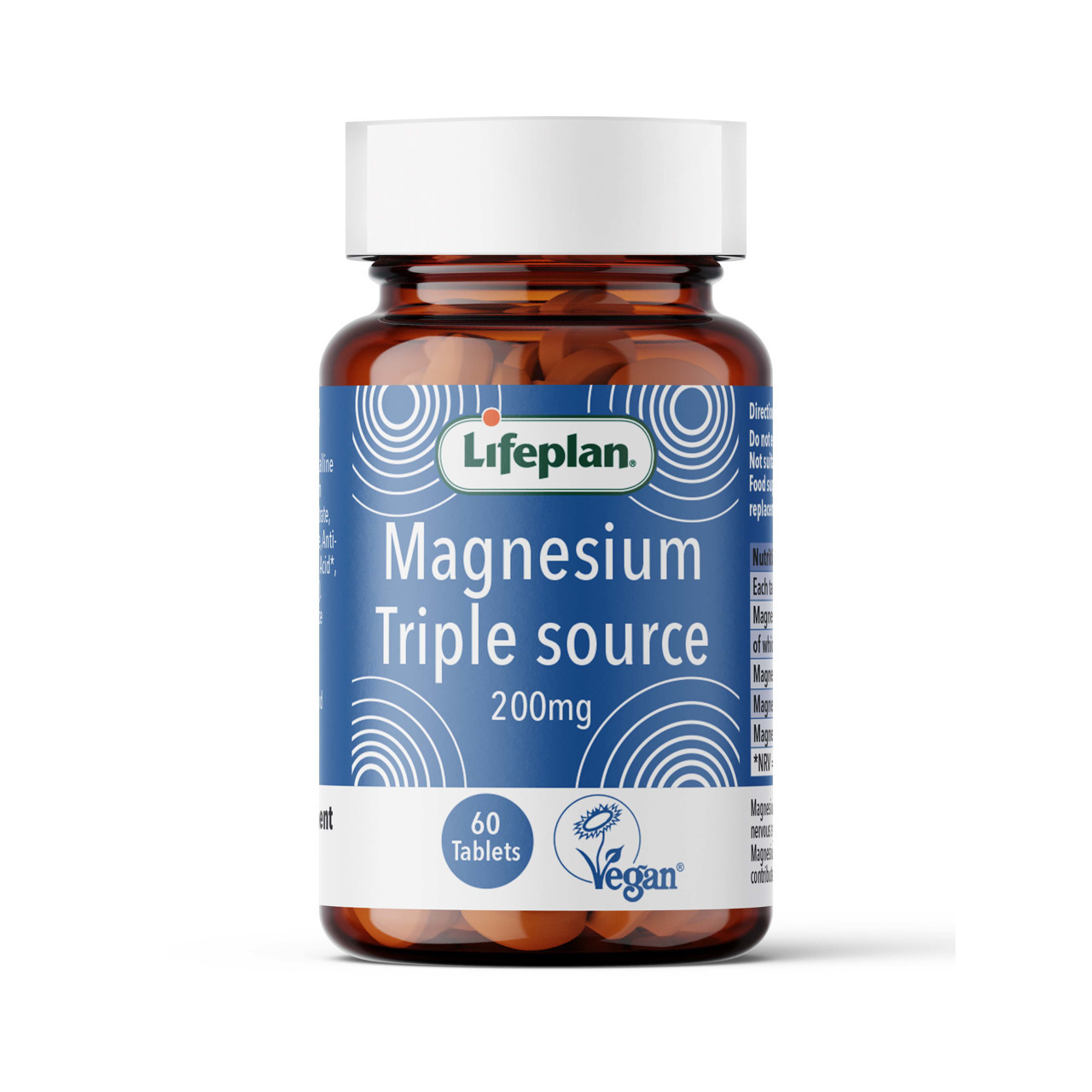 Magnesium Triple source 200 mg LIFEPLAN, magnis iš trijų šaltinių, 60 tablečių