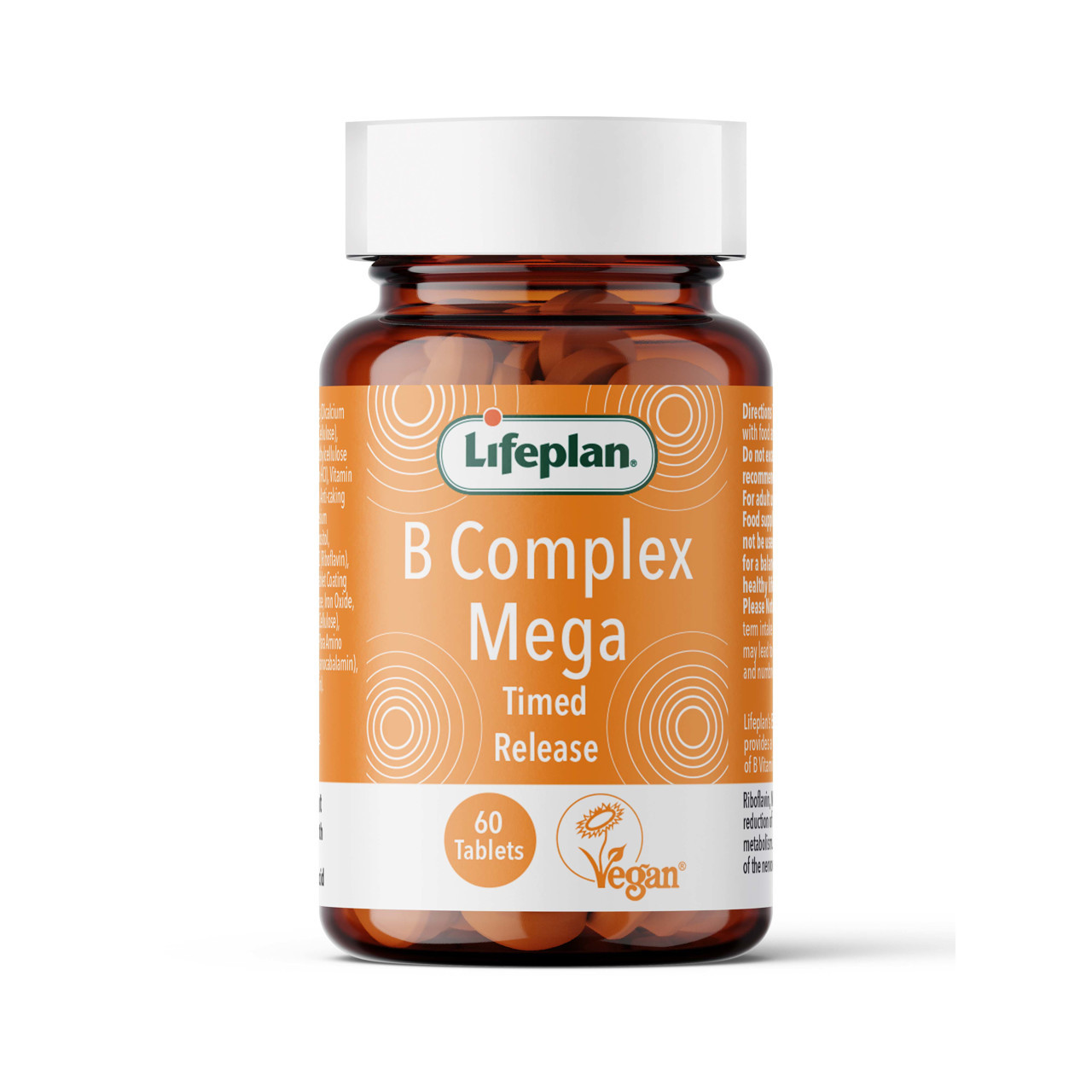 LIFEPLAN VITAMIN B COMPLEX MEGA, koncentruotas B grupės vitaminų kompleksas 60 tablečių
