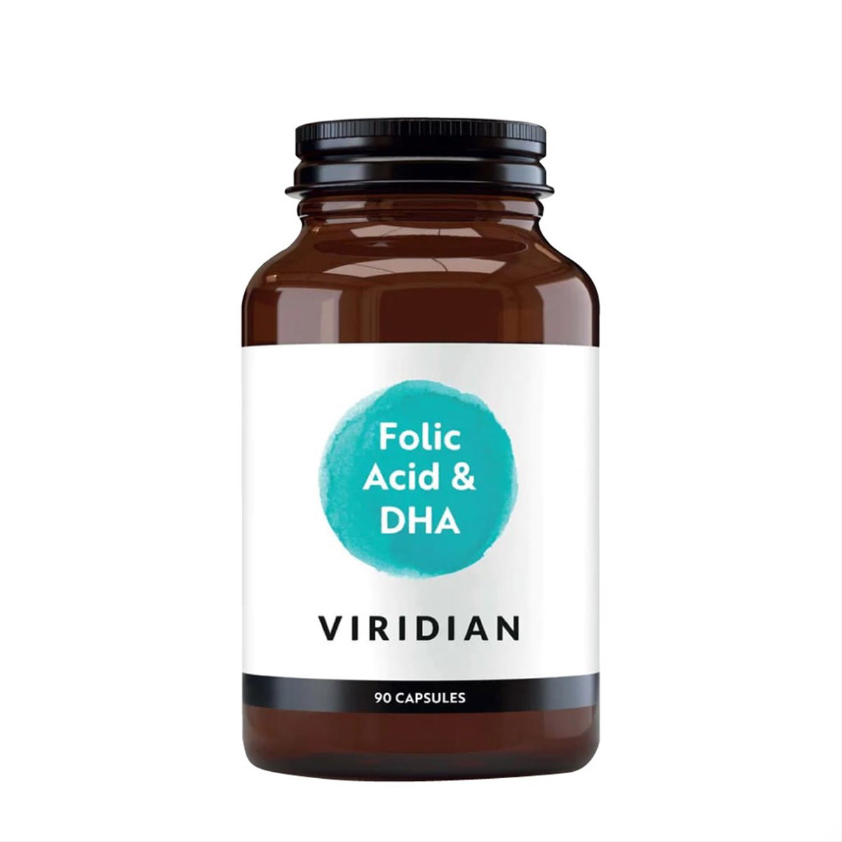 VIRIDIAN FOLIC ACID + DHA, 90 kapsulių