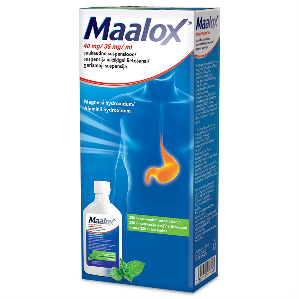 MAALOX, 40 mg/35 mg/ml, geriamoji suspensija, 250 ml