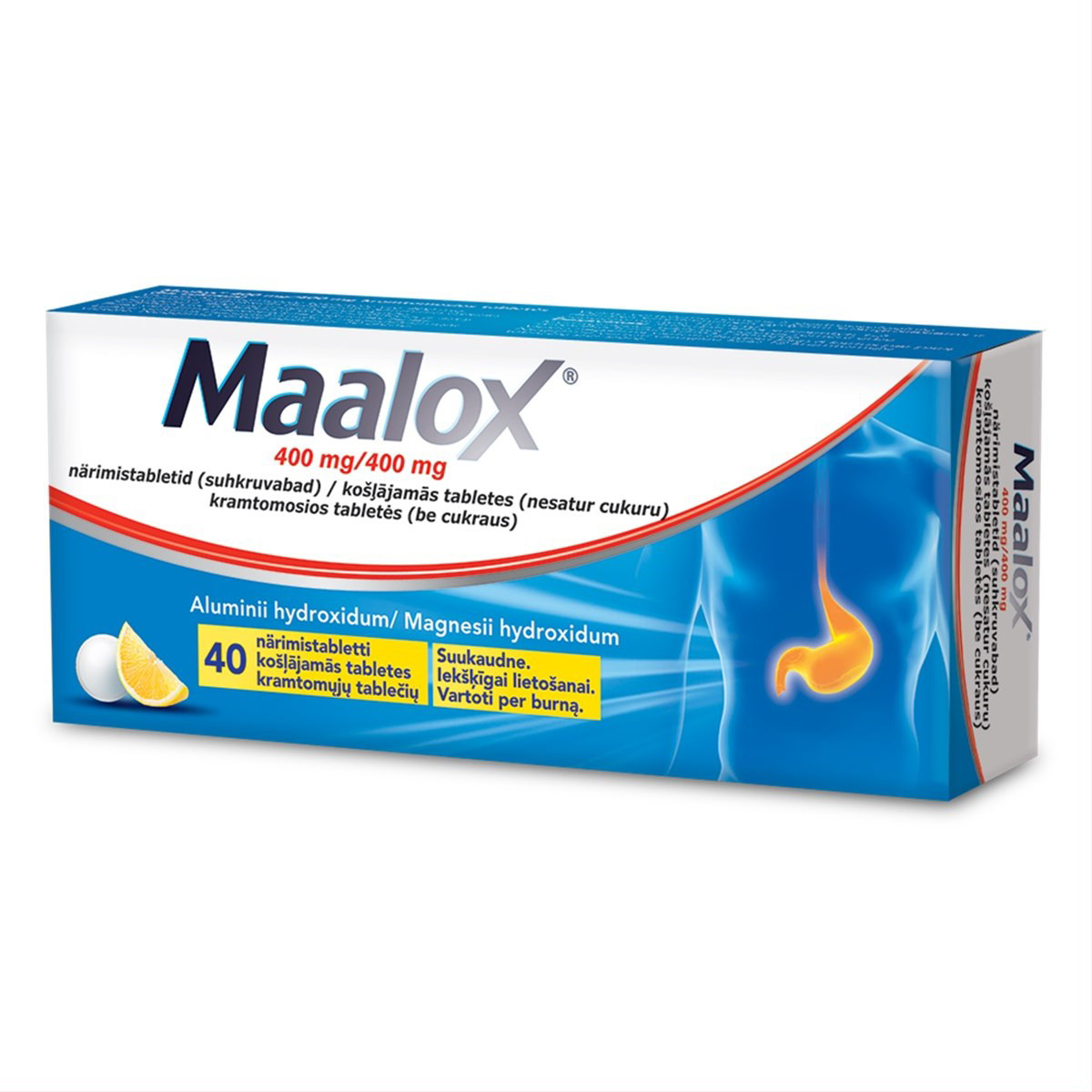 MAALOX, 400 mg/400 mg, kramtomosios tabletės (be cukraus), N40