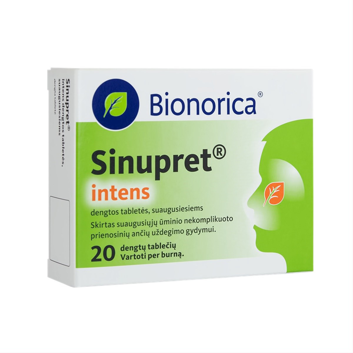SINUPRET INTENS, dengtos tabletės, suaugusiems, N20