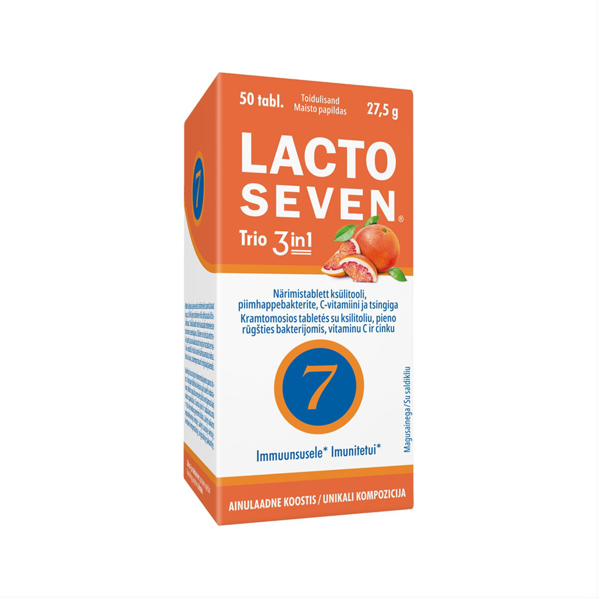 LACTO SEVEN TRIO, 50 kramtomų tablečių