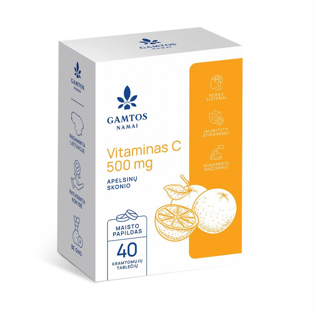 GAMTOS NAMAI VITAMINAS C, 500 mg, 40 kramtomųjų tablečių (galioja iki 2026.07.31)