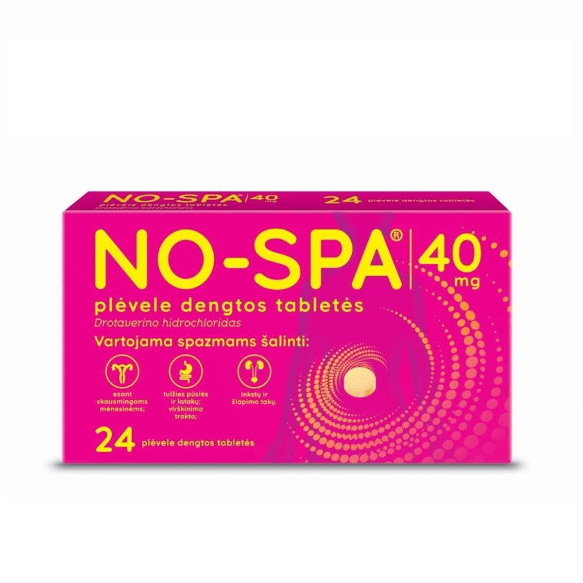 NO-SPA, 40 mg, plėvele dengtos tabletės, N24