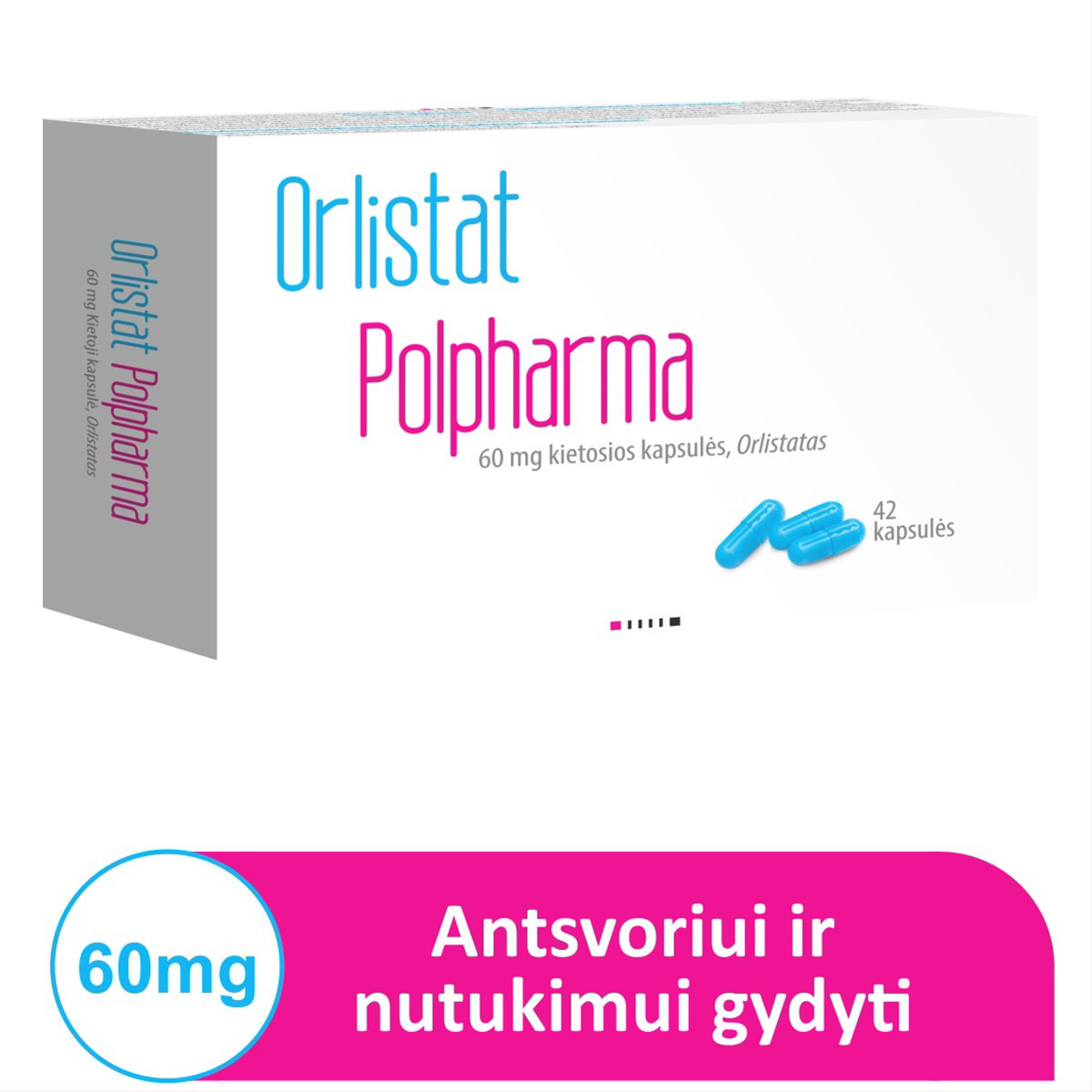 ORLISTAT POLPHARMA, 60 mg, kietosios kapsulės, N42