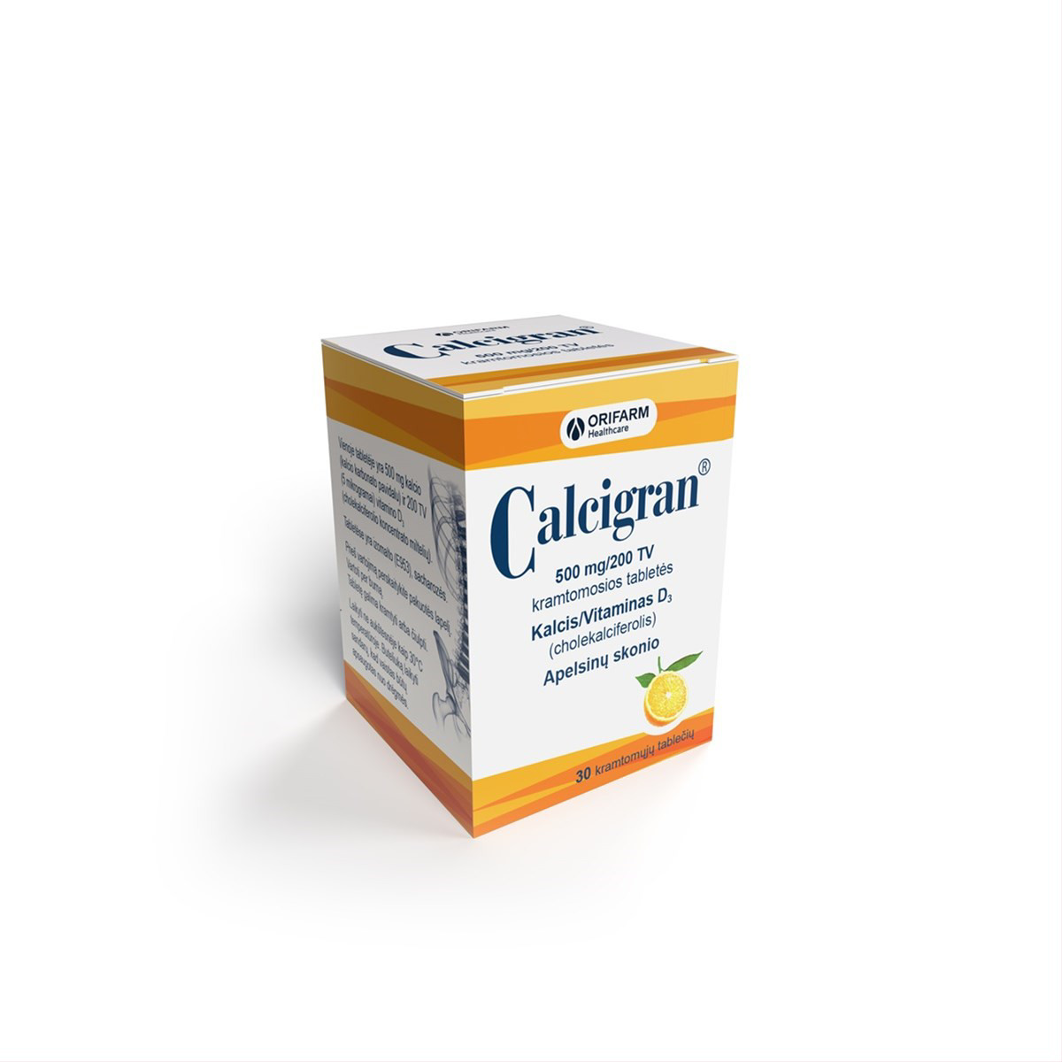 CALCIGRAN, 500 mg/200 TV, kramtomosios tabletės, N30