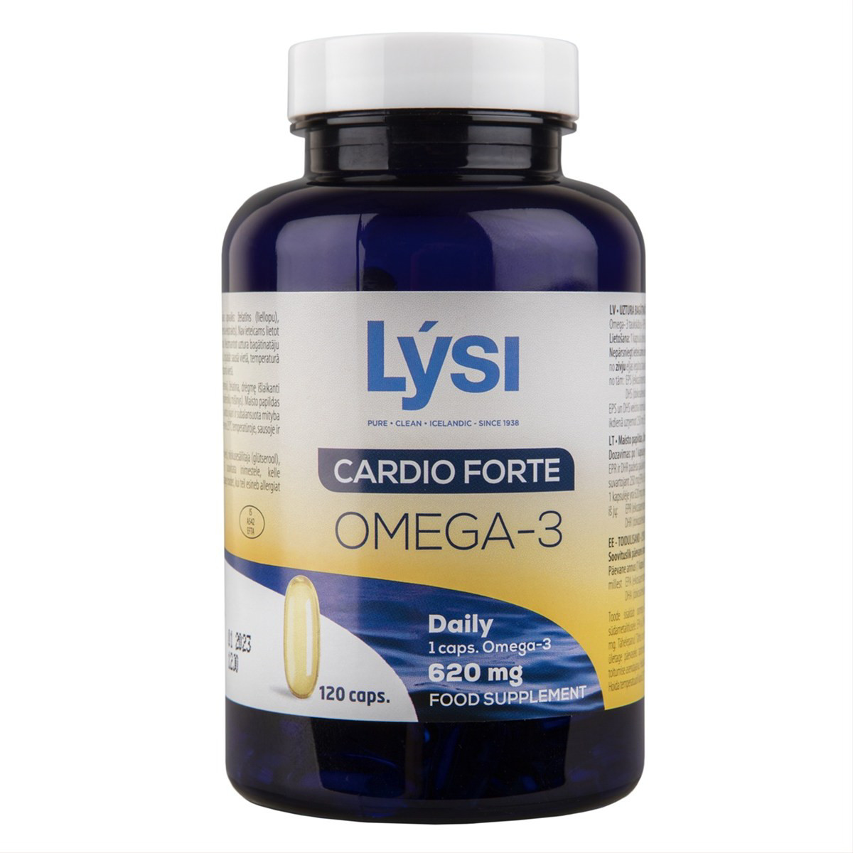 LYSI OMEGA-3 CARDIO FORTE, žuvų taukai, 120 kapsulių