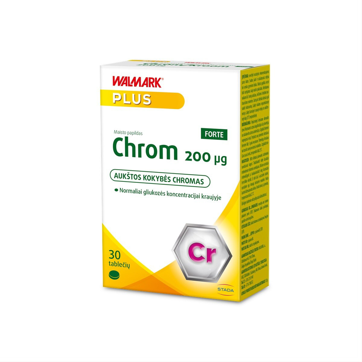 WALMARK CHROM FORTE, 200 µg, 30 tablečių