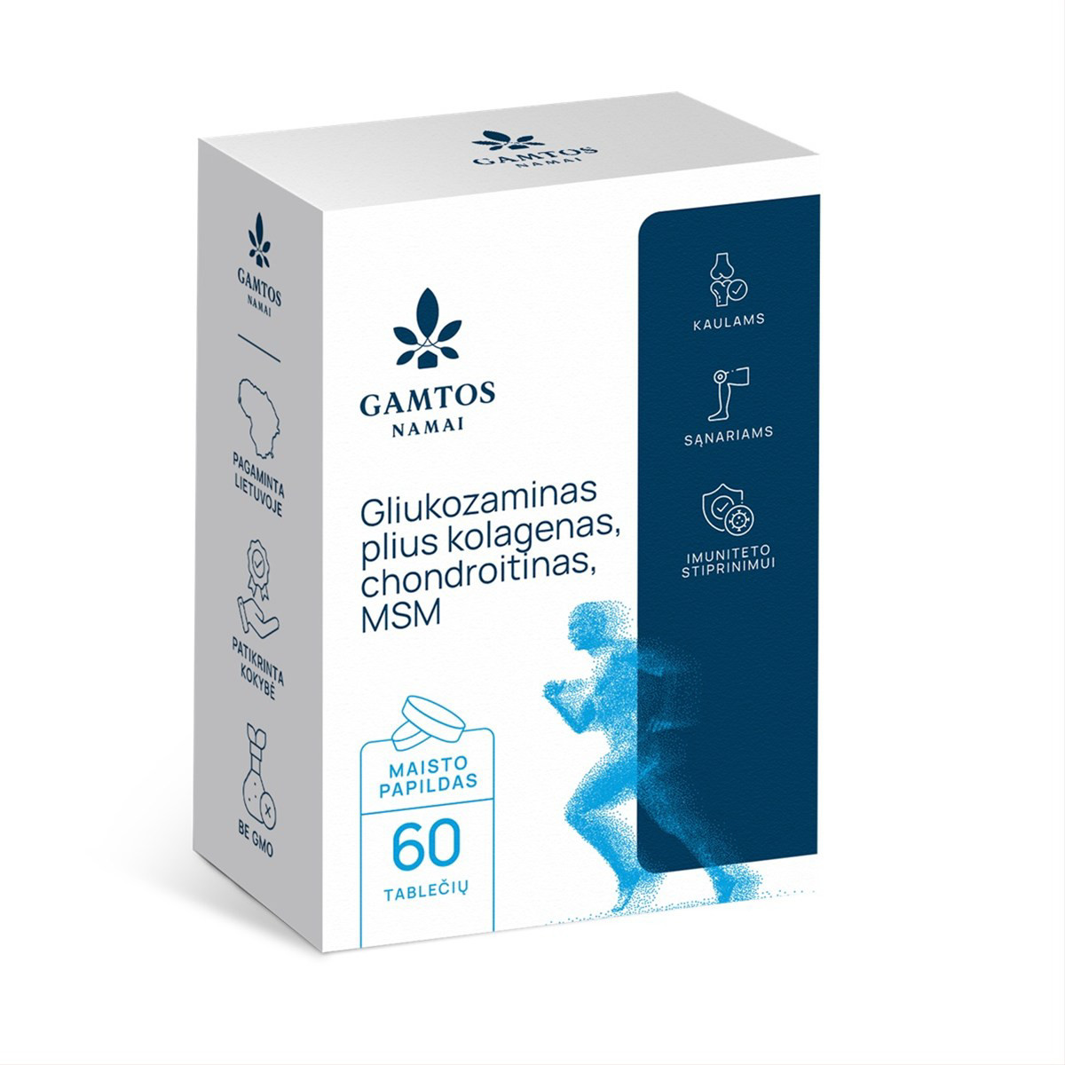 GAMTOS NAMAI GLIUKOZAMINAS PLIUS KOLAGENAS, CHONDROITINAS, MSM, 60 tablečių