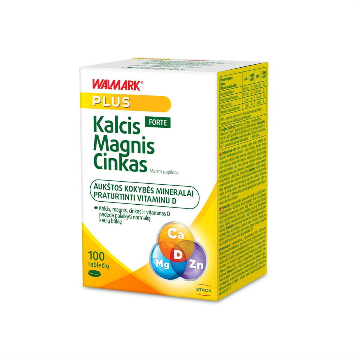 WALMARK KALCIS-MAGNIS-CINKAS FORTE, 100 tablečių