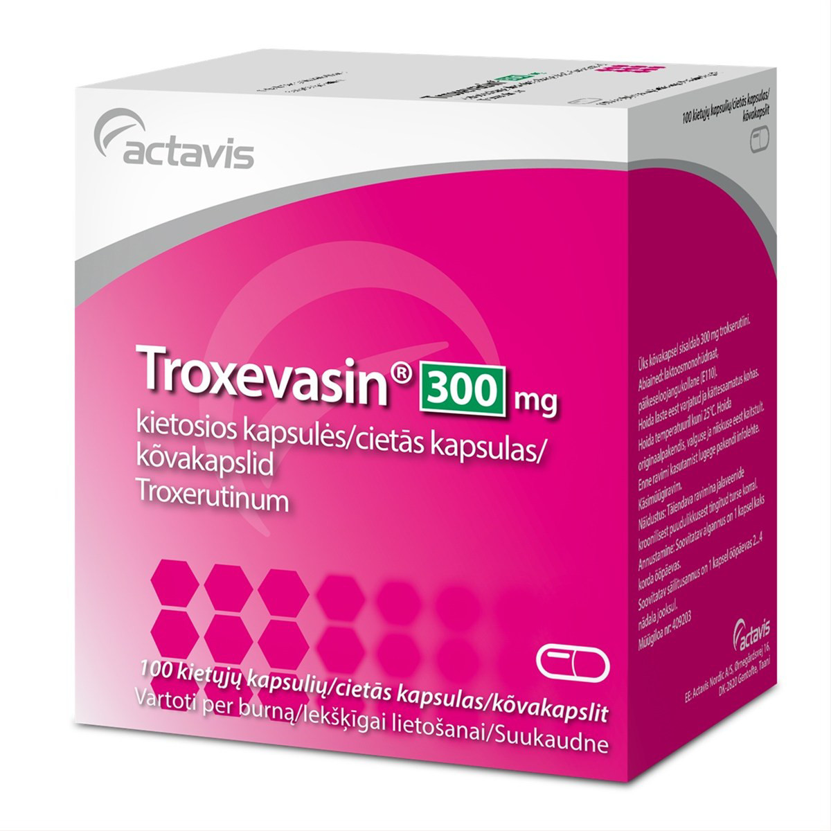 TROXEVASIN, 300 mg, kietosios kapsulės, N100
