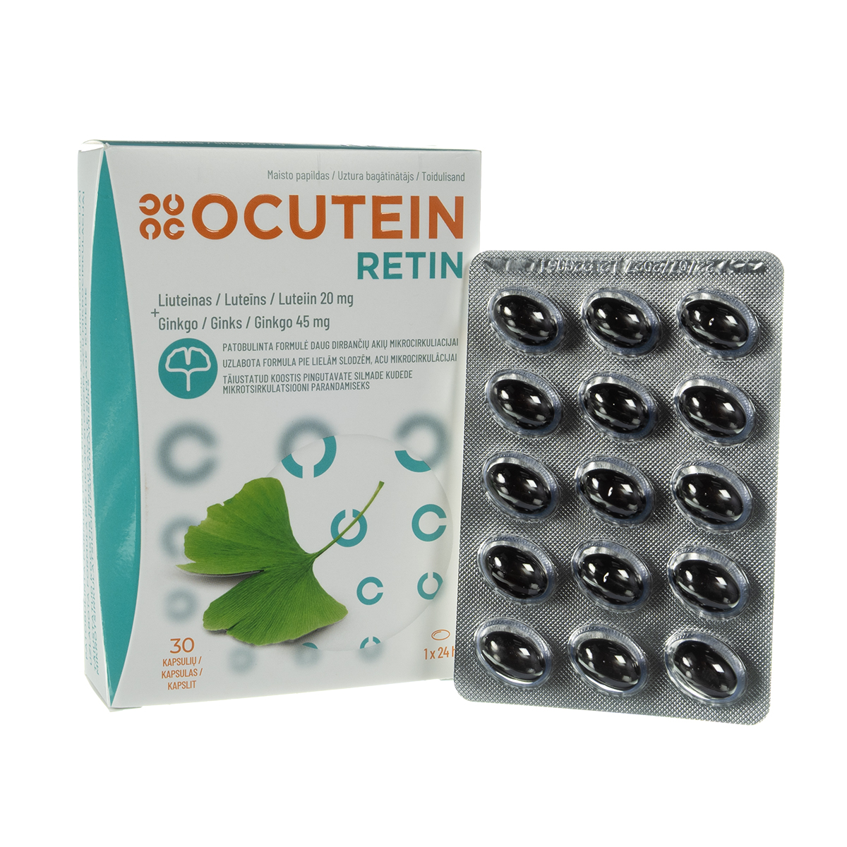 OCUTEIN RETIN LUTEIN 20 mg + GINKGO 45 mg, 30 kapsulių