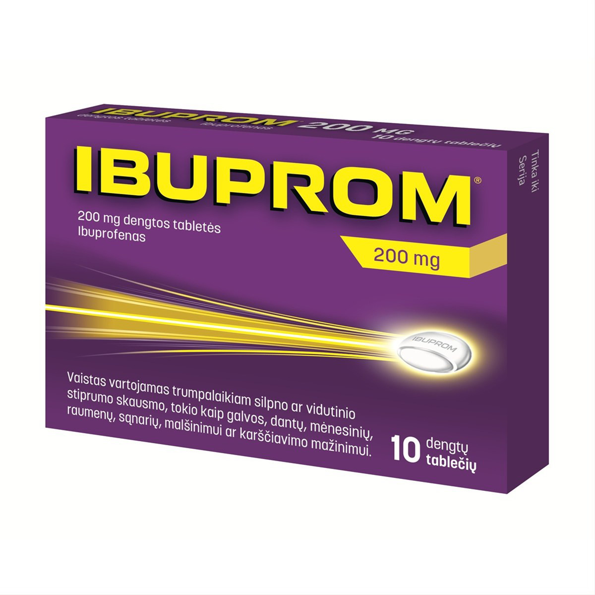 IBUPROM, 200 mg, dengtos tabletės, N10