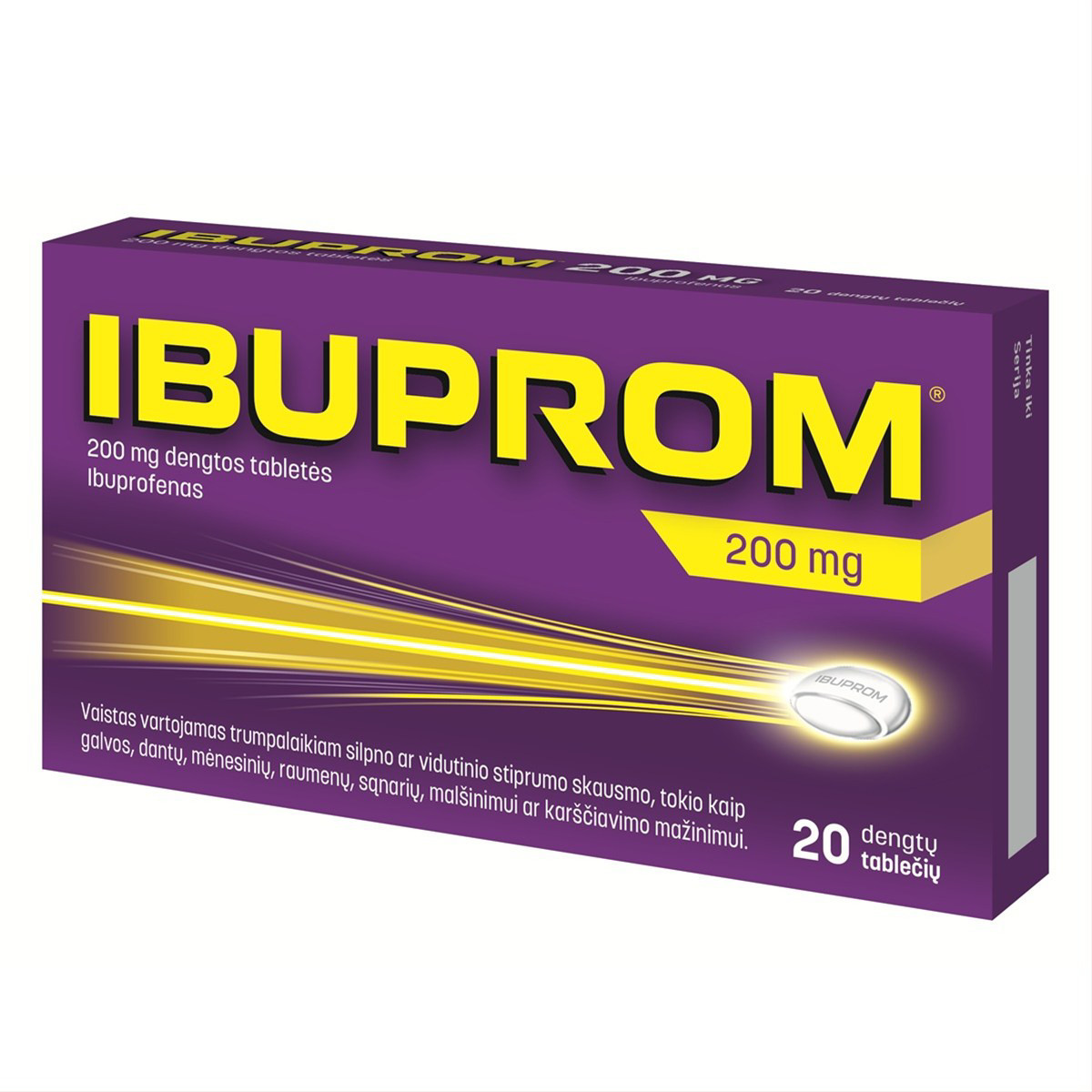 IBUPROM, 200 mg, dengtos tabletės, N20