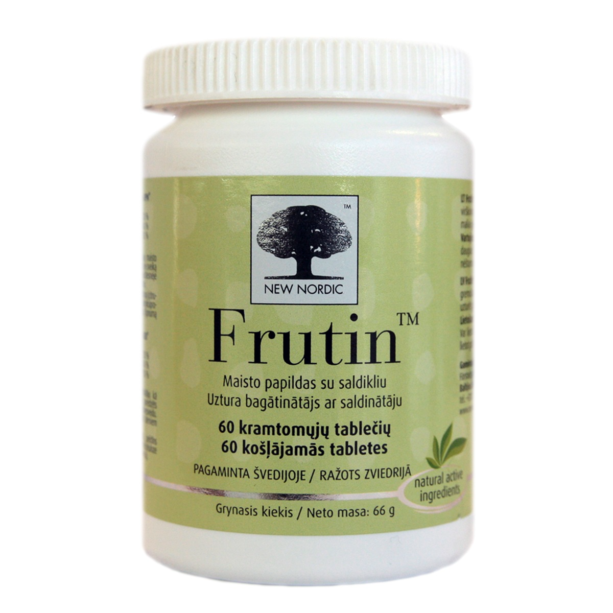 NEW NORDIC FRUTIN, 60 kramtomųjų tablečių