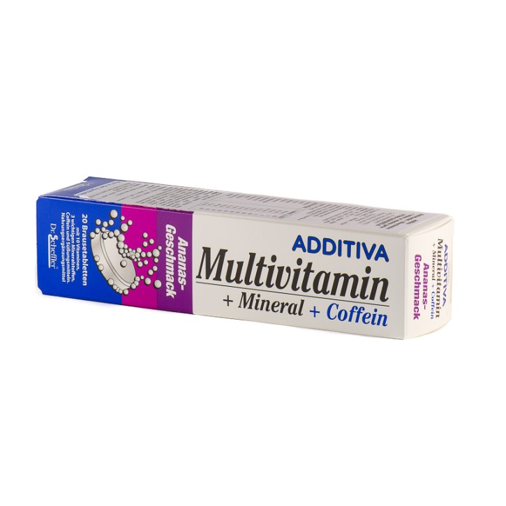 ADDITIVA MULTIVITAMĪNI + MINERĀLVIELAS + kofeīns ar ananasu garšu putojošās tabletes N20