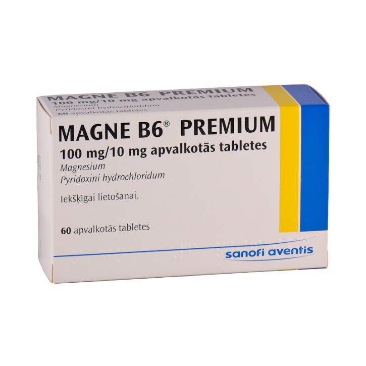MAGNE-B6 PREMIUM 100mg/10mg apvalkotas tabletes N60